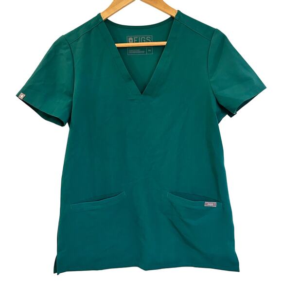 Green Figs Scrub Top Sz XS Two Pocket Scrub Top - Picture 1 of 5